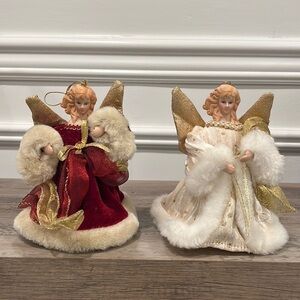 Vintage Porcelain Ceramic Angel Ornaments Bundle of 2